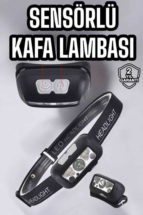 Kafa Lambası Kamp Lambası Sensörlü Şarjlı Ayarlanabilir
