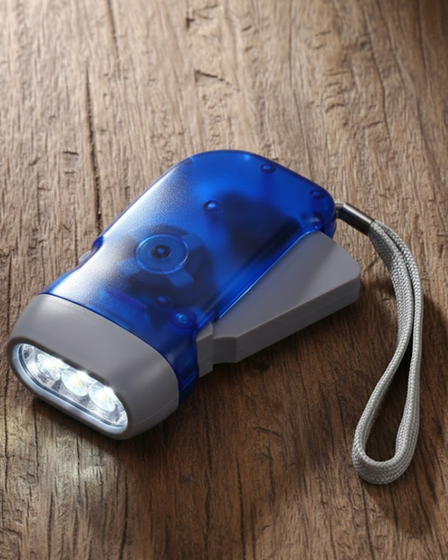Kendiliğinden Şarjlı El Feneri Pilsiz Dinamolu 3 LED Taşınabilir