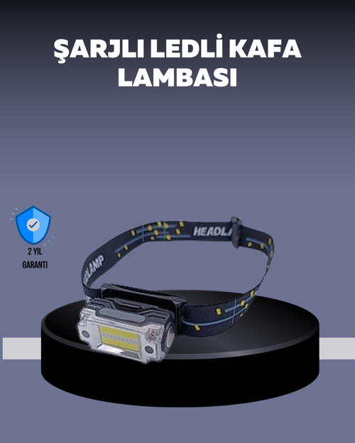 USB Şarjlı Mini LED KAFA Feneri 50m Odak 150m Geniş Aydınlatm