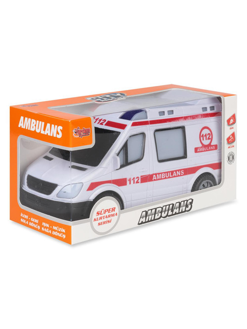 Oyuncak Kutulu Pilli AmbulansPolis,jandarma,itfaiye - Beyaz Standart