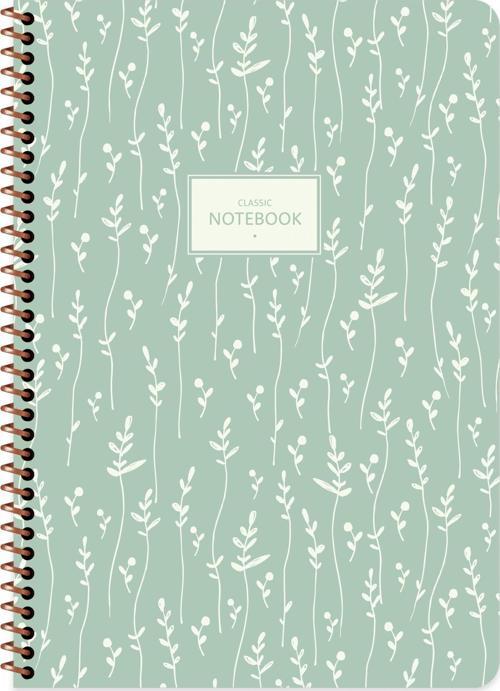 A4 Kareli Defter Pastel Flora - Yeşil