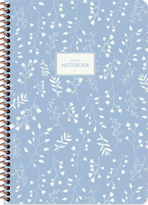 A4 Çizgili Defter Pastel Flora - Mavi
