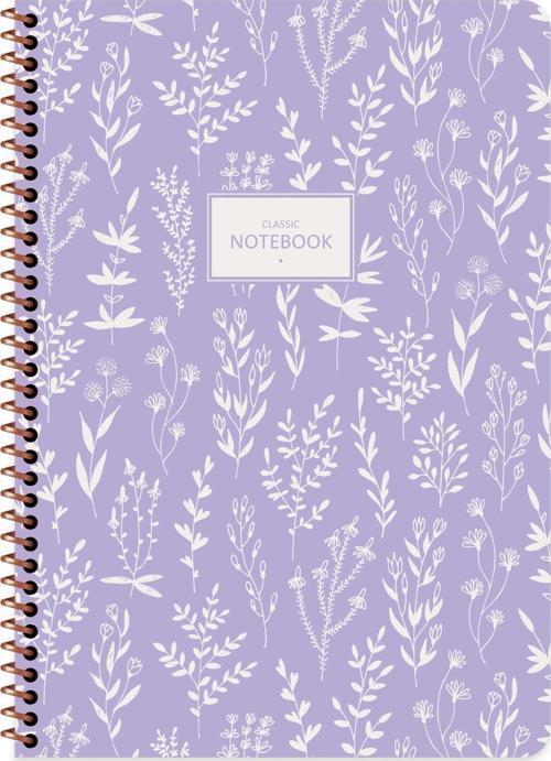 A4 Kareli Defter Pastel Flora - Mor