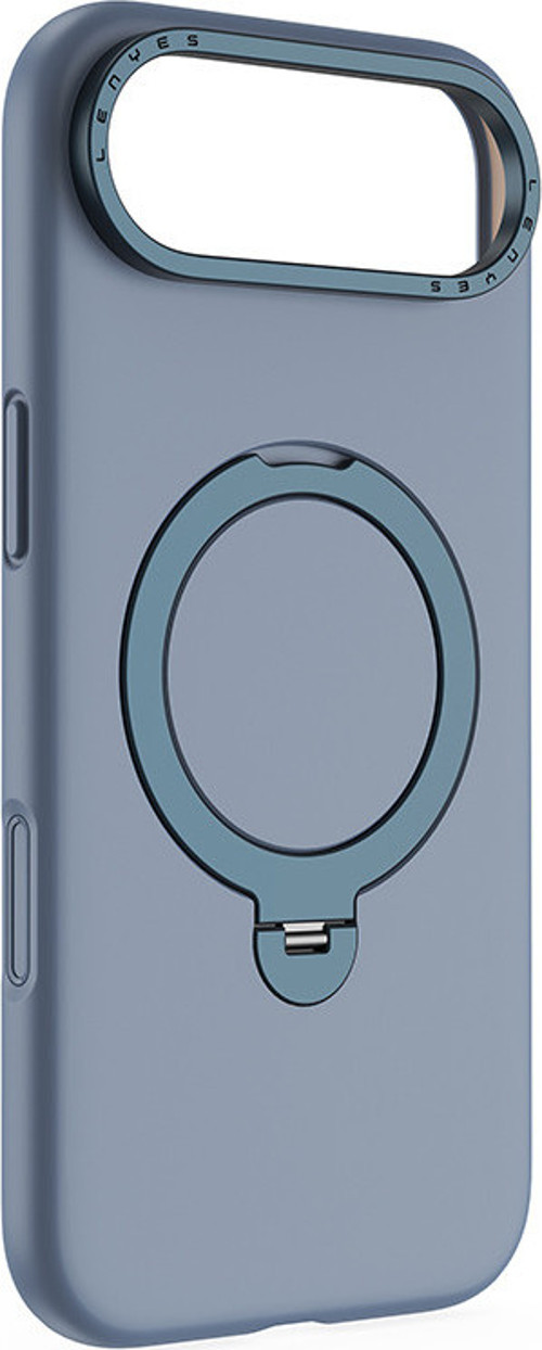İphone 17 Air Uyumlu Kılıf M-Safe Şarj Özellikli Metal Standlı Sıvı Silikon Ck223 Kapak Mavi