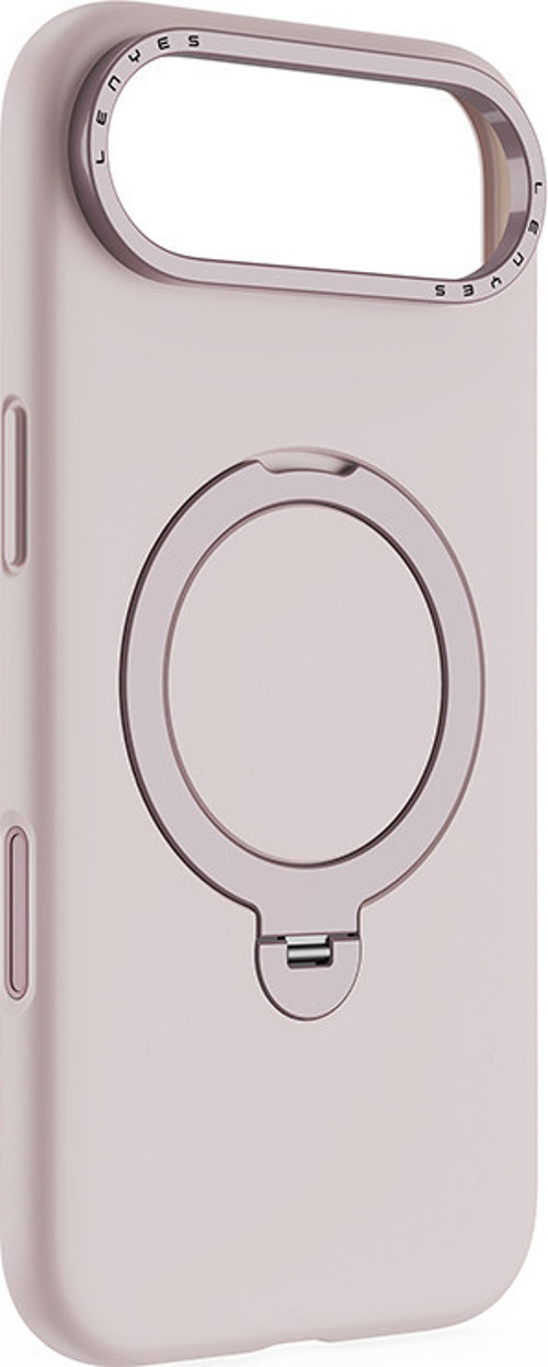 İphone 17 Air Uyumlu Kılıf M-Safe Şarj Özellikli Metal Standlı Sıvı Silikon Ck223 Kapak Pembe