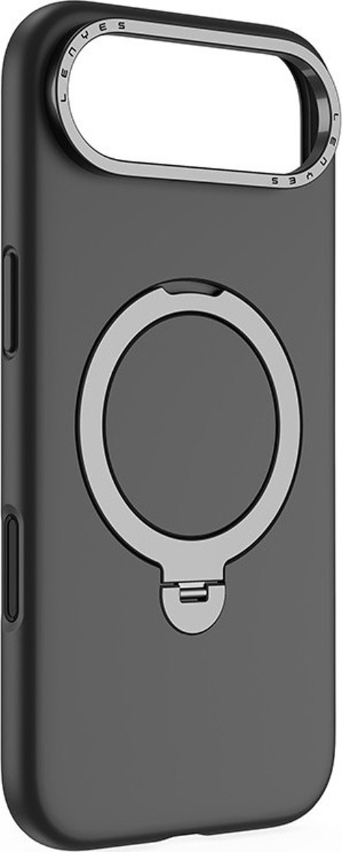İphone 17 Air Uyumlu Kılıf M-Safe Şarj Özellikli Metal Standlı Sıvı Silikon Ck223 Kapak Siyah