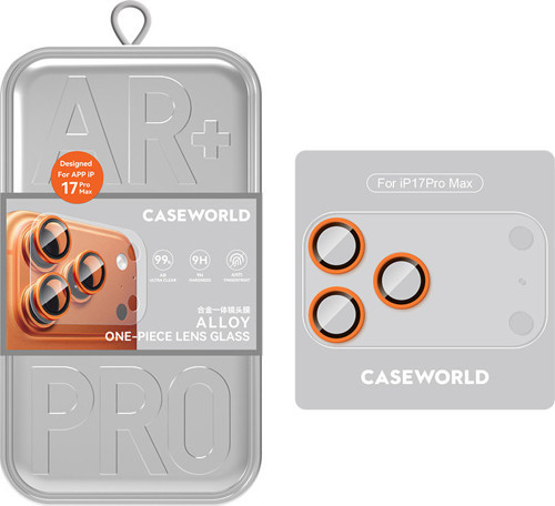 İphone 17 Pro Max Alloy One-Piece Serisi Anti Reflective Kamera Lens Koruyucu Turuncu