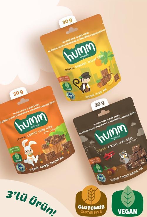 Organik Glutensiz Vegan Kek Atıştırmalık Paketi - 3 adet (3 çeşit)