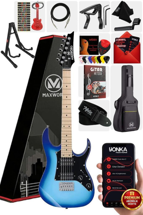 DE-150BL-ST Maple Klavye HH Manyetik Yüksek Kaliteli Elektro Gitar Seti