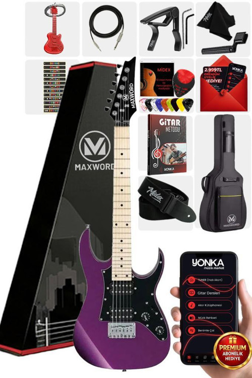DE-150PU Maple Klavye HH Manyetik Yüksek Kaliteli Elektro Gitar Seti