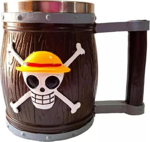 One Piece İskelet Fıçı 3D Tasarım 3D Çelik Kupa Bardak Büyük