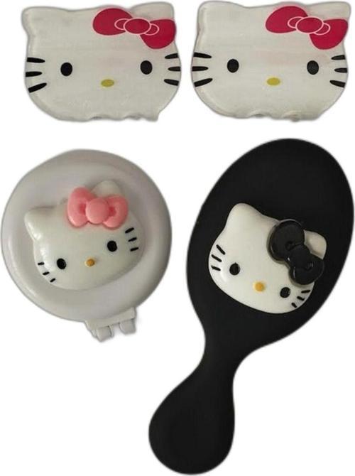 Hello Kitty Sevimli Ayna Tarak Toka Seti Beyaz