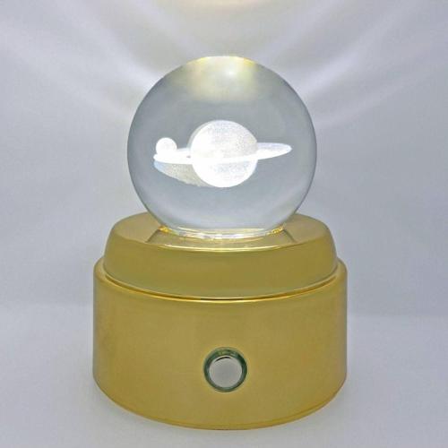 Işıklı Müzikli Dönen 3d Kristal Cam Küre Gezegen Model
