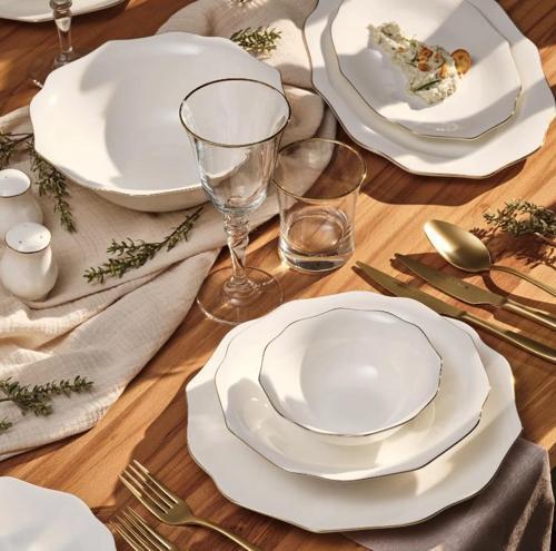 Yemek Takımı 59 Parça Fıne Bone Fd Maria Gold