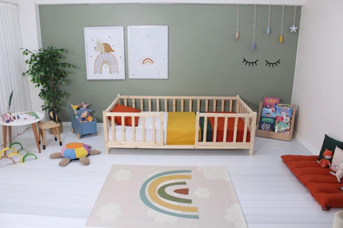 Doğal Ahşap Montessori Bebek ve Çocuk Karyolası