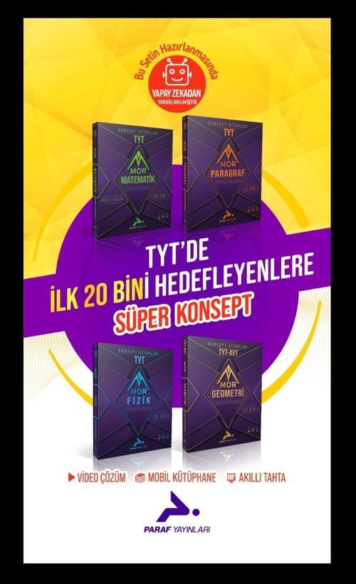 PRF Paraf Yayınları TYT De İlk 20 Bini Hedefleyenlere Süper Konsept 4 lü Set
