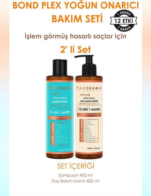 Bond Plex Bakım Seti 12 Etki 1 Arada 400 ml Şampuan + Saç Bakım Kremi 2'li Set