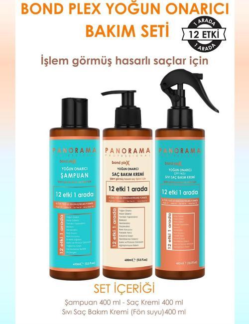 Bond Plex Bakım Seti 12 Etki 1 Arada 400 ml Şampuan-Saç Bakım Kremi-Sıvı Saç Kremi