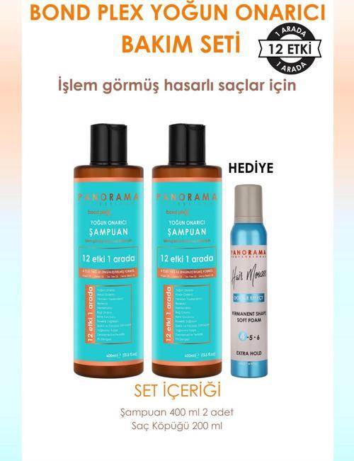 Bond Plex Bakım Seti 12 Etki 1 Arada 400 ml x2 Şampuan + Saç Köpüğü Hediyeli