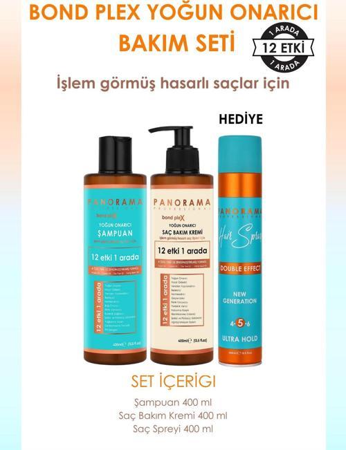 Bond Plex Bakım Seti 12 Etki 1 Arada 400ml Şampuan-Saç Bakım Kremi-Saç Spreyi Hediyeli
