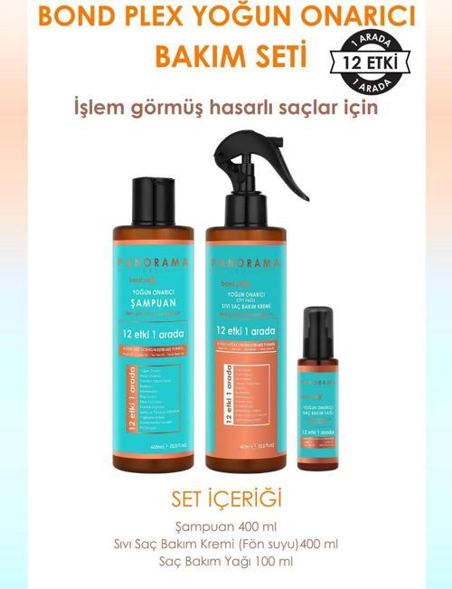 Bond Plex Bakım Seti 12 Etki 1 Arada 400ml Şampuan-Sıvı Saç Kremi +100ml Saç Bakım Yağı