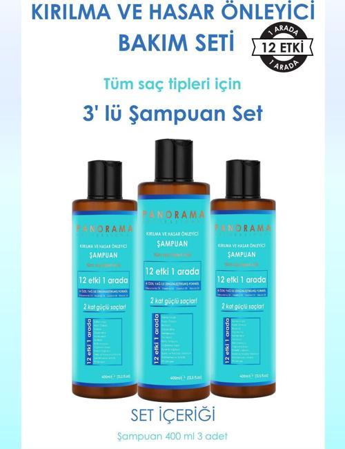 Kırılma ve Hasar Önleyici Bakım Seti 12 Etki 1 Arada 400 ml x3 Şampuan 3'lü Set