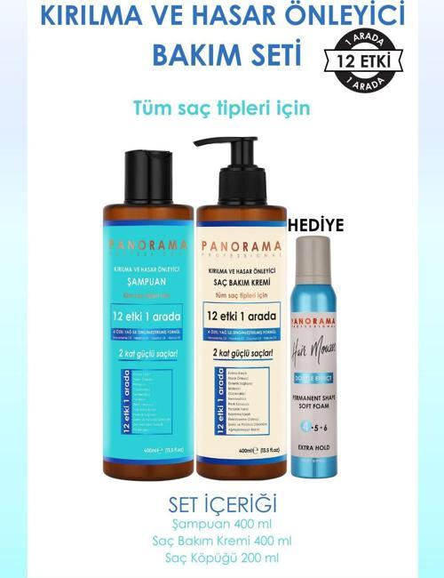 Kırılma ve Hasar Önleyici Bakım Seti 400 ml Şampuan+Saç Kremi+Saç Köpüğü Hediyeli