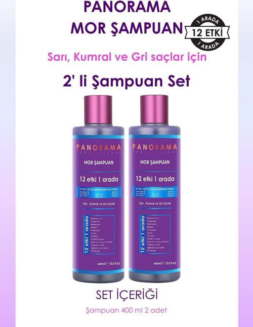 Mor Şampuan ve Saç Bakım Seti 8 Özel Yağ 400ml X2 Şampuan Zengin Menekşe Pigmentleri
