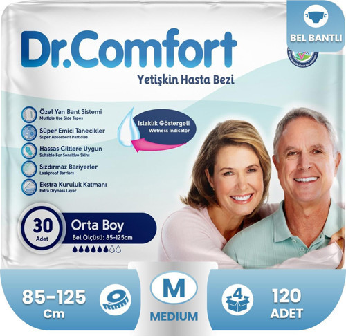 Dr. Comfort Belbantlı Hasta Bezi M-Medium Beden 120 Adet