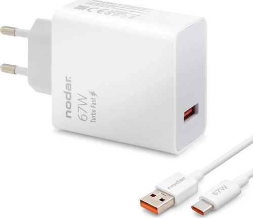Type-C Hızlı Şarj Seti 67W Usb Adaptörlü - Beyaz ND1008