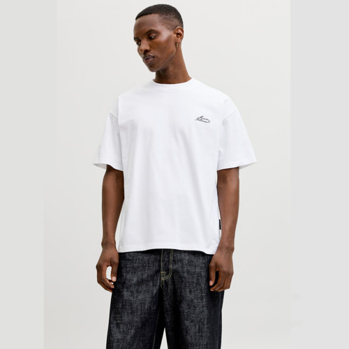 Jack & Jones Dust Script Erkek Beyaz Tişört (12292982-BW)