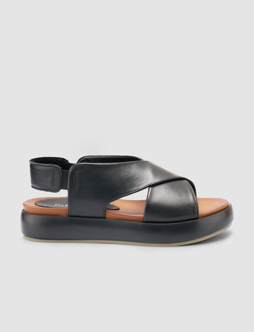 %100 Hakiki Deri Siyah Kadın Sandalet