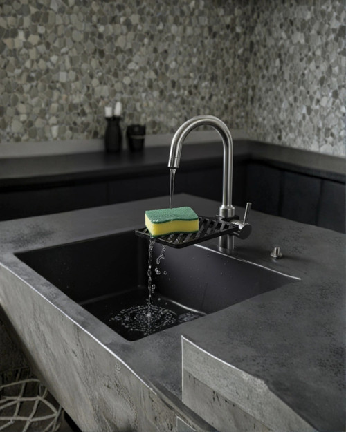 Musluğa Monte Sünger Organizeri Hijyenik Drenajlı Pratik Tasarım