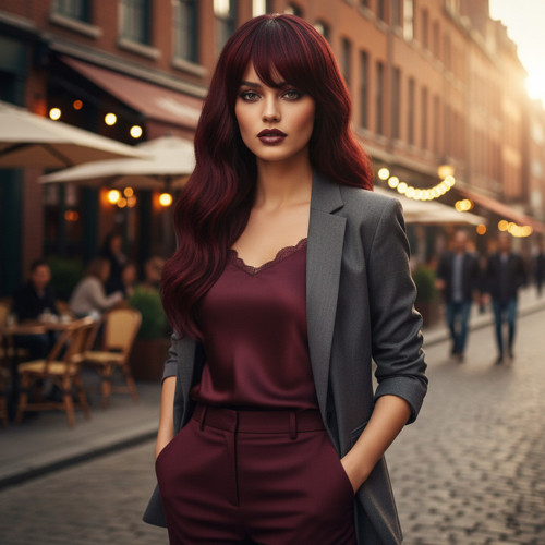 Dalgalı Perçemli Fiber Sen Orta Boy Peruk / Kızıl Kahve