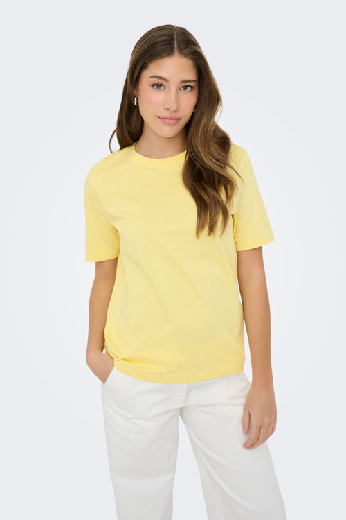 Onlfreja Pamuklu Regular Fit Yuvarlak Yaka Bayan T Shirt 15367970 SARI