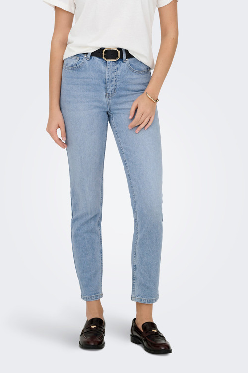Onlemıly Pamuklu Regular Fit Yüksek Bel Jeans Bayan Kot Pantolon 15361608 AÇIK MAVİ