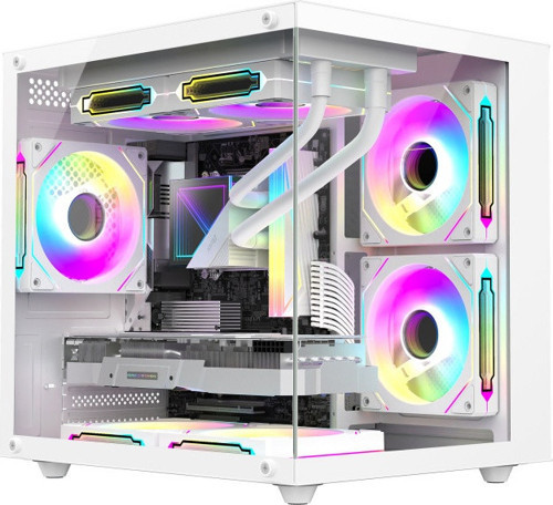 BEYAZ CUBE 5X ARGB FAN TUŞ KONTROL 650W 80+ AKVARYUM KASA
