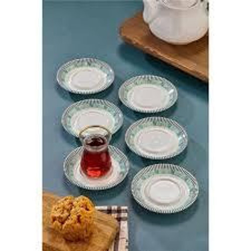 Alaçatı Desenli Porselen Çay Tabağı 6lı CKR4152