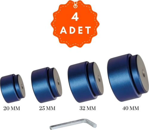 PPRC PLASTİK BORU KAYNAK MAKİNESİ PAFTA, LOKMA TAKIMI (MAVİ TEFLON)