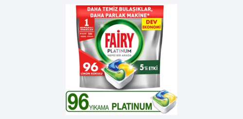 ŞeyliŞeyler -Fairy Platinum Bulaşık Makinesi Kapsülü 96 Yıkama Limon Kokulu 1 Paket