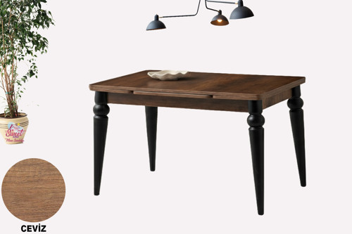 Yanlardan Açılır 60 x 90 Yakamoz Arda Masa Topkapı Ayak Mutfak,Salon,Yemek Odası Masası Ceviz