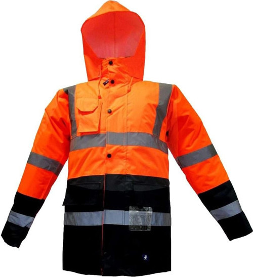 JUNIOR JN1014 Waterproof Fosforlu Oxford Parka Turuncu Lacivert XL beden