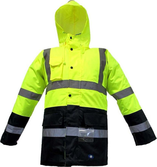 JUNIOR JN1013 Waterproof Fosforlu Oxford Parka Sarı Lacivert M beden
