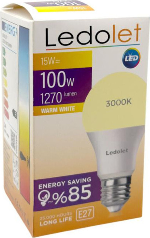 15W(100W) E27 Led Ampul Sarı Işık - 3000K