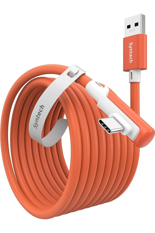 5 M Usb-C Vr Kablo – Quest2/quest Pro/pico 4 Uyumlu Yüksek Hızlı Bağlantı Kablosu TURUNCU