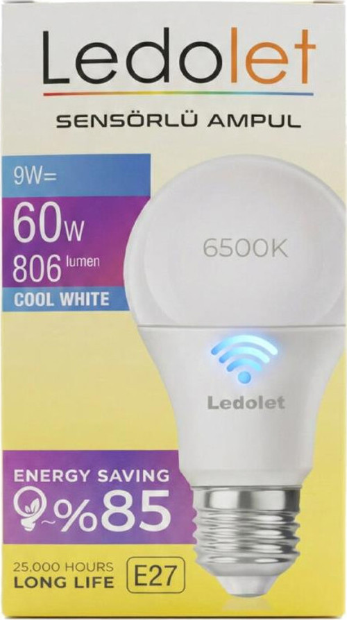 9W (60W) E27 Hareket Sensörlü Led Ampul Beyaz - 6500K