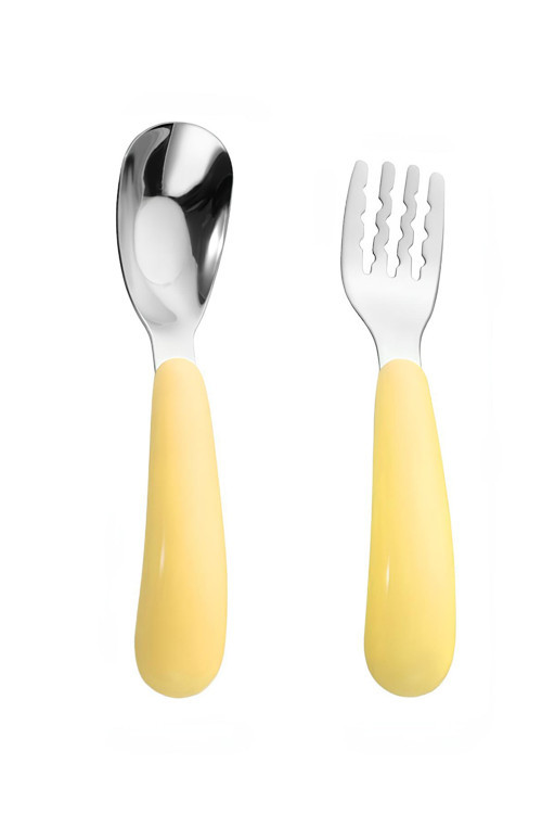 304 Çelik Sarı Bebek Çocuk Kaşık ve Çatal Seti cin770sr