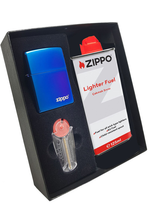 Çakmak Parlak Mavi Mor Benzin Taş Hediyelik Set du10-29899z