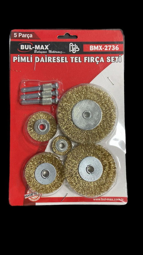 BUL-MAX PİMLİ ÇELİK TEL FIRÇA SETİ 5Li