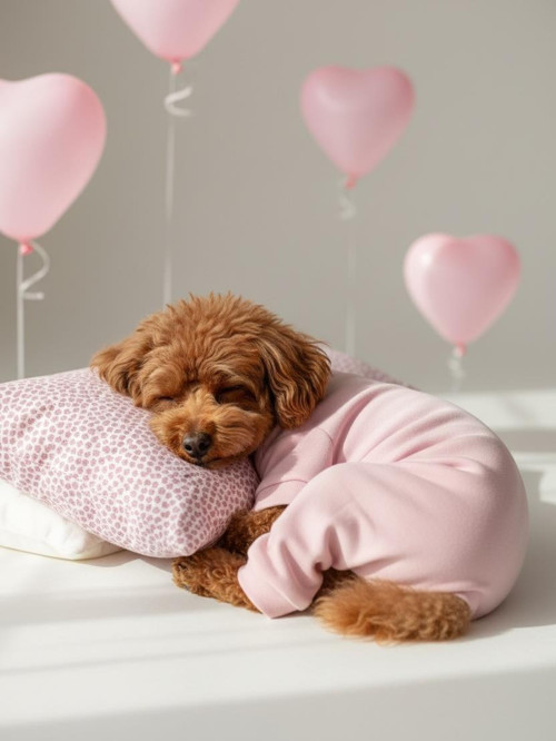 Minimini Kalpler Pembe Köpek Uyku Takımı | Pamuklu Penye Köpek Tulumu ve Mini Yastık | Küçük Irklar İçin | Tüy Dökülmesini Azaltır
